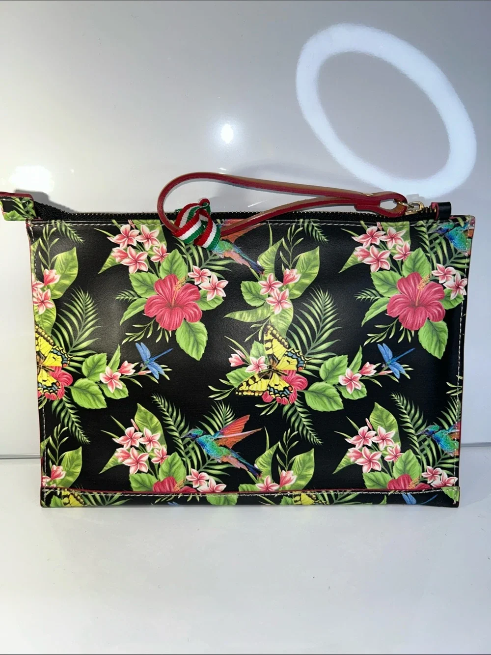 NWT Cavalcanti Brand Made In Italy Genuine Leather Colorful Zipper Close Clutch